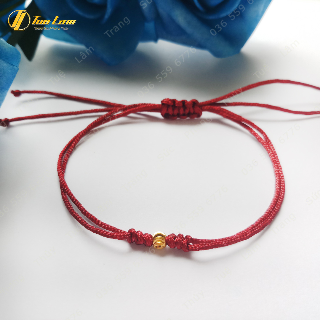 Vòng Tay May Mắn Nữ Dây Chỉ Đủ Màu Bện Bi Vàng Khía - Tuệ Lâm