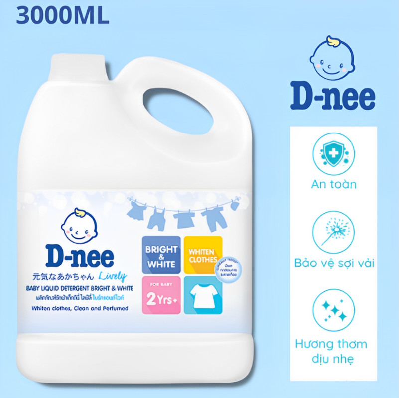 Nước giặt quần áo em bé Dnee 3000ml - Nước Giặt Xả Cho Trẻ Em an toàn, Chính hãng ! !