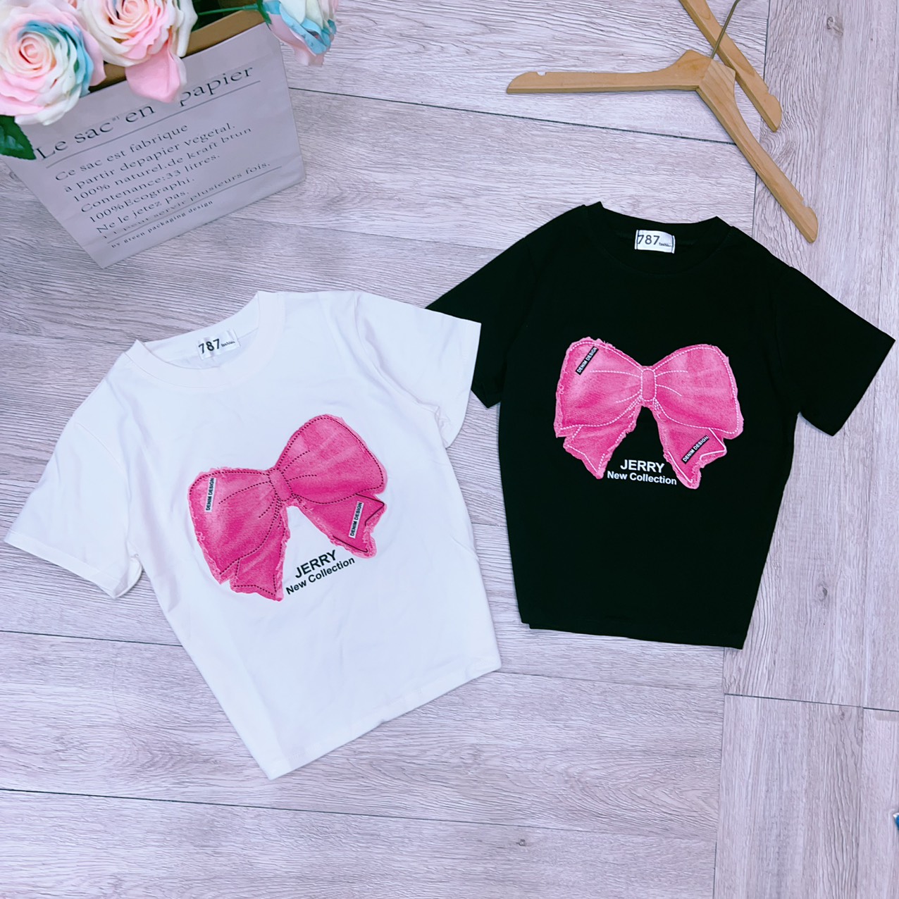 Áo thun Croptop nữ ôm body phối nơ nổi ( Mã Croptop nơ Hồng )