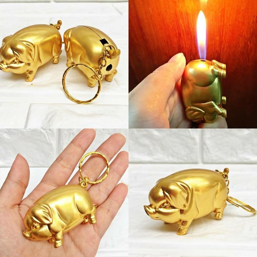 BẬT LỬA MÓC KHÓA HÌNH CON HEO VÀNG - (XÀI GAS)
