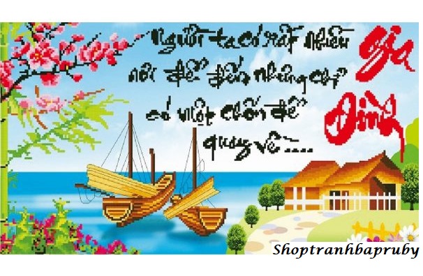 Tranh đính đá gia đình kích thước nhỏ ✅75×45 cm -️ vs081