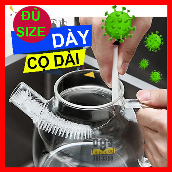 Combo 4 Cọ Rửa Ống Hút Cọ Chà Rửa chai lọ miệng nhỏ Cọ Rửa Bình Trà Bình Nước