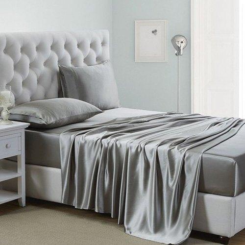 [HCM]Bộ Ga Gối Phi Lụa Cao Cấp 4 Món Lan Pham Bedding Màu Xám Ghi