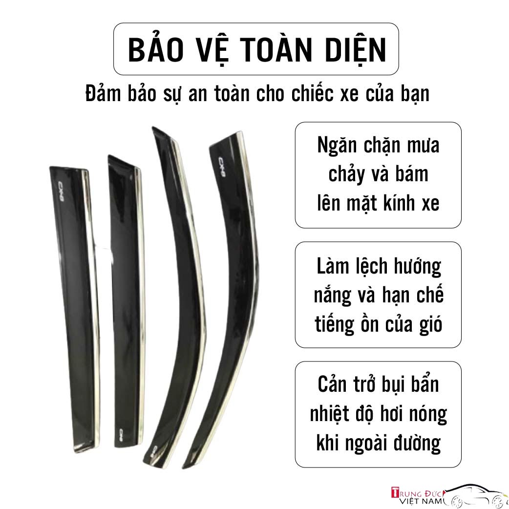 Bộ vè che mưa chỉ mạ crom cho xe MAZDA CX8