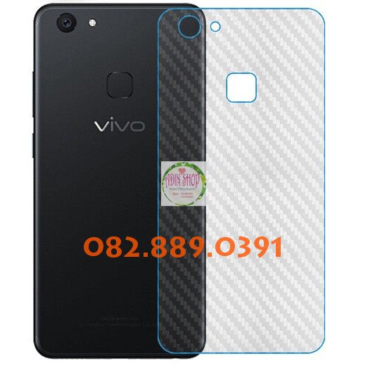 Miếng dán mặt lưng skin carbon Vivo V7/ V7 Plus trong 3D đen
