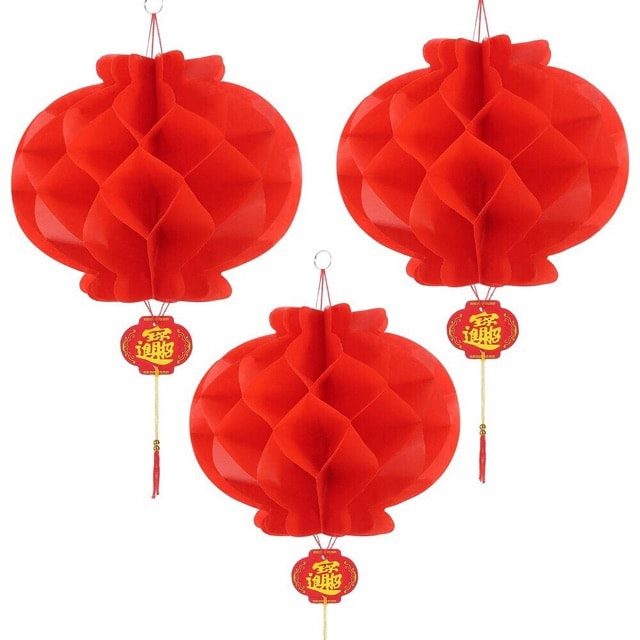 LỒNG ĐÈN ĐỎ TRANG TRÍ TẾT XUÂN ( SET 10 CÁI )