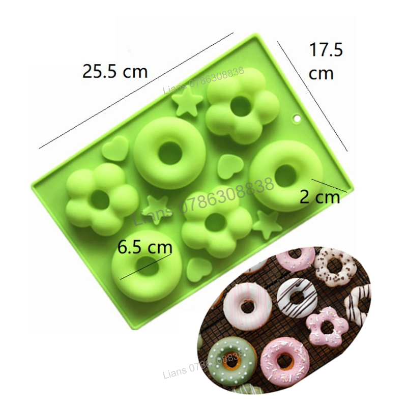Khuôn bánh donut silicon làm bánh socola rau câu nướng bánh donut nhiều mẫu 6 / 8 / 18 ô hình tròn
