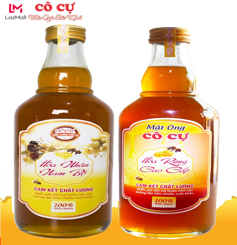 Combo 2 chai mật ong nguyên chất hoa rừng cao cấp 500ml + mật ong hoa nhãn