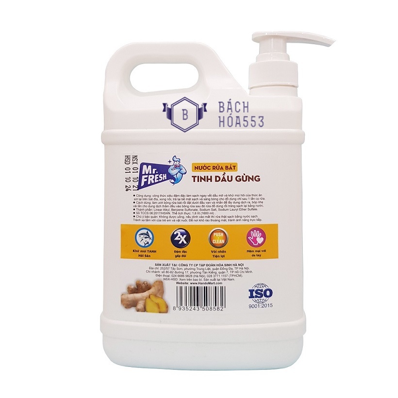 Nước rửa chén đậm đặc Mr.Fresh Hando 1.6L HD90