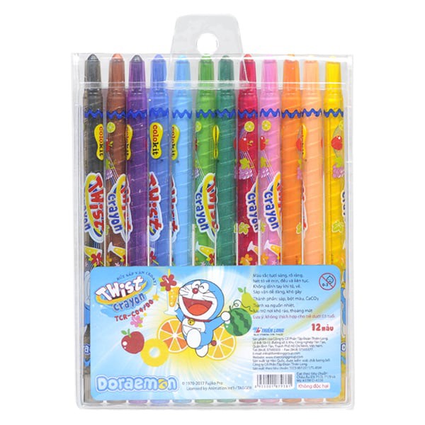 Bút sáp vặn 12 màu Colokit Doraemon TCR-C04/DO