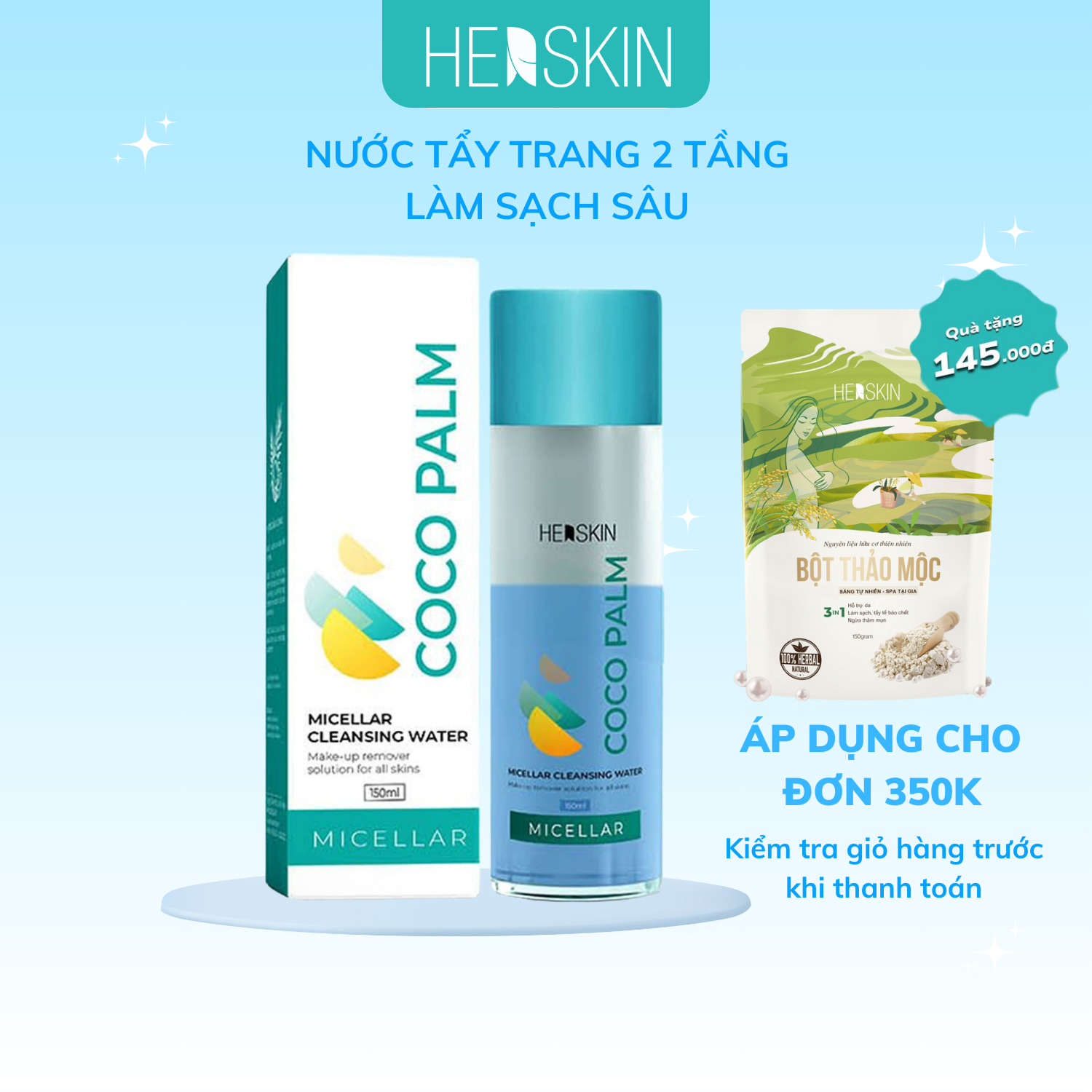 Nước Tẩy Trang 2 Tầng HerSkin Coco Palm Micellar Water 150ml