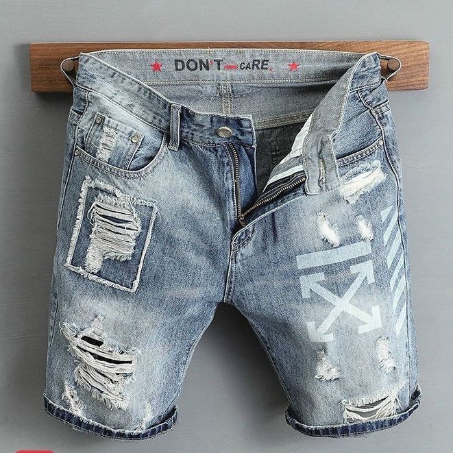 Quần short jean nam chất bò co dãn - Quần short jean nam chất bò rách nhẹ thời trang cao cấp THOTAYSHOP94 T214
