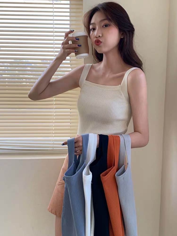 VN231 Áo 2 dây bản to dệt kim basic mùa hè