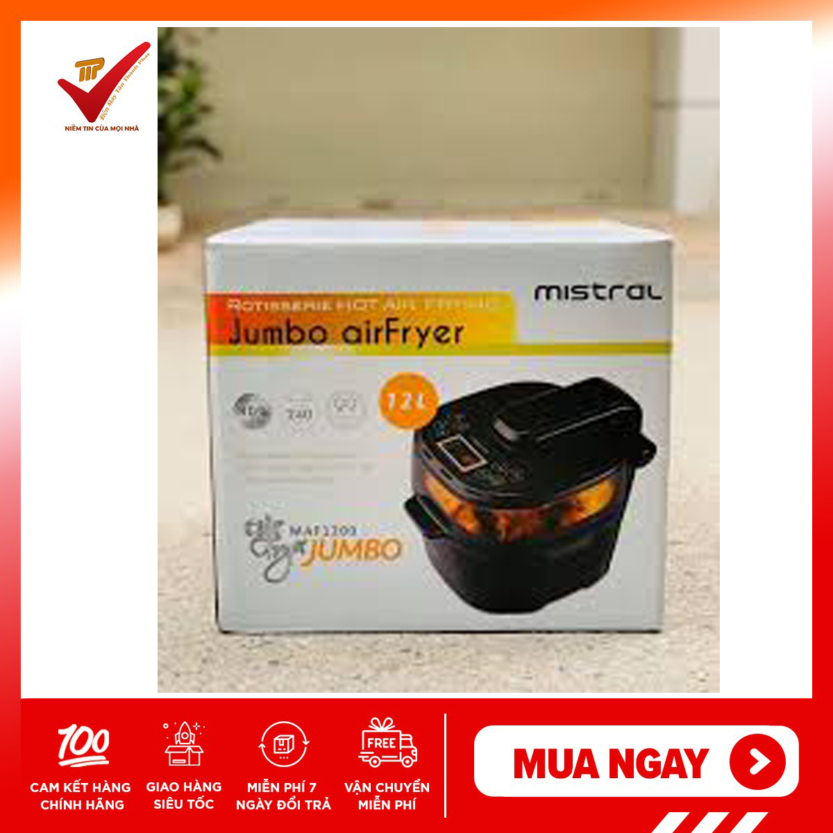[Trả góp 0%]NỒI CHIÊN KHÔNG DẦU MISTRAL MAF1200 12L (MADE IN MALAYSIA)