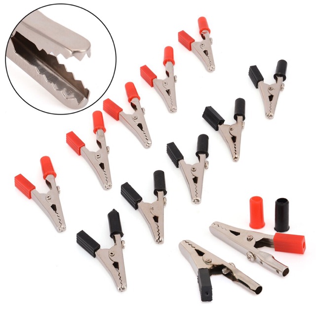 [HCM]Set 5 cặp kẹp cá sấu  10A đỏ đen chắc chắn
