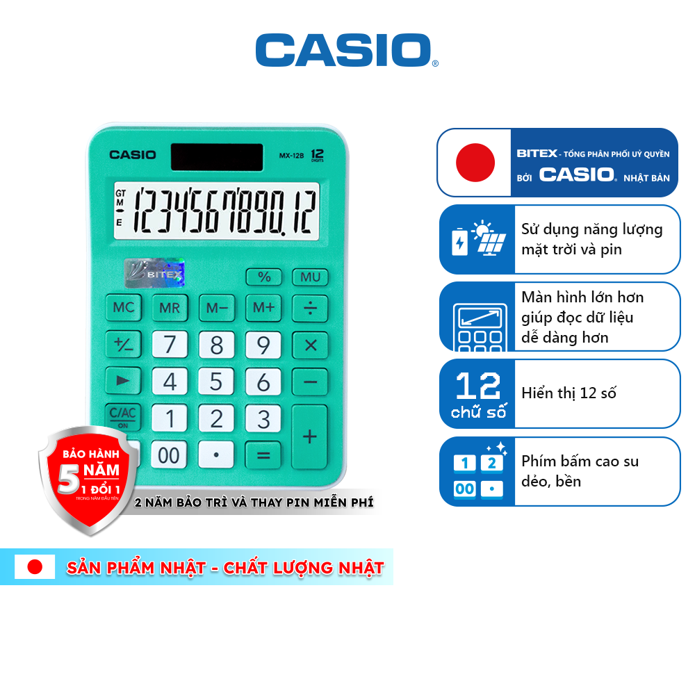 Máy tính CASIO MX-12B-GN Xanh lá