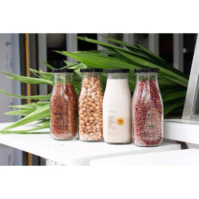 Chai thủy tinh đựng sữa hạt 310ml combo 6 chai