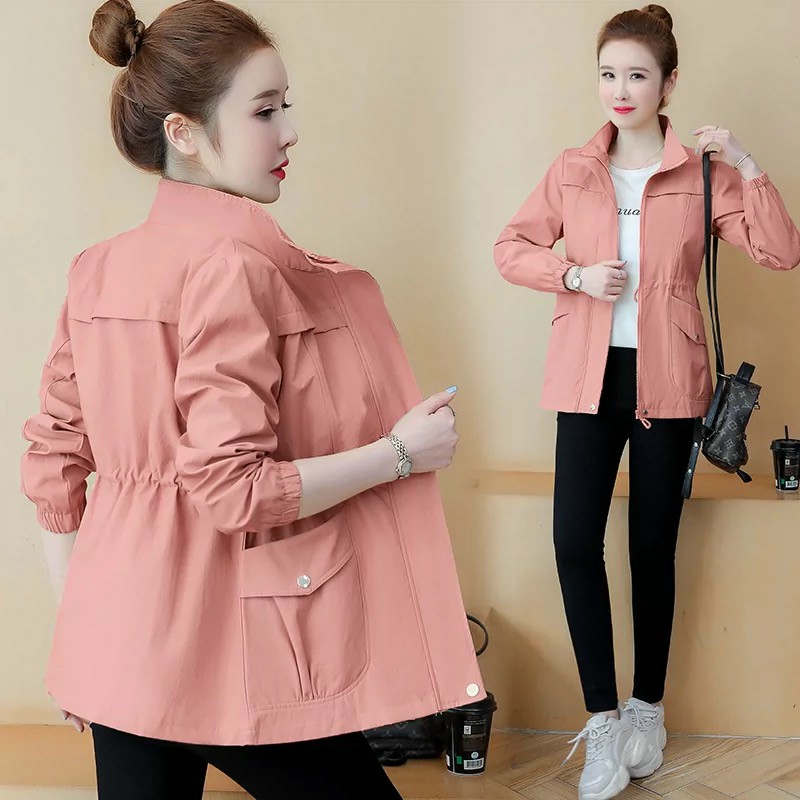 ÁO KHOÁC KAKI NỮ KIỂU TRƠN THIẾT KẾ DÂY RÚT EO CÓ TÚI ĐỰNG TIỆN LỢI THỜI TRANG FORRM DƯỚI 70KG 4 MÀU Y HÌNH UTS