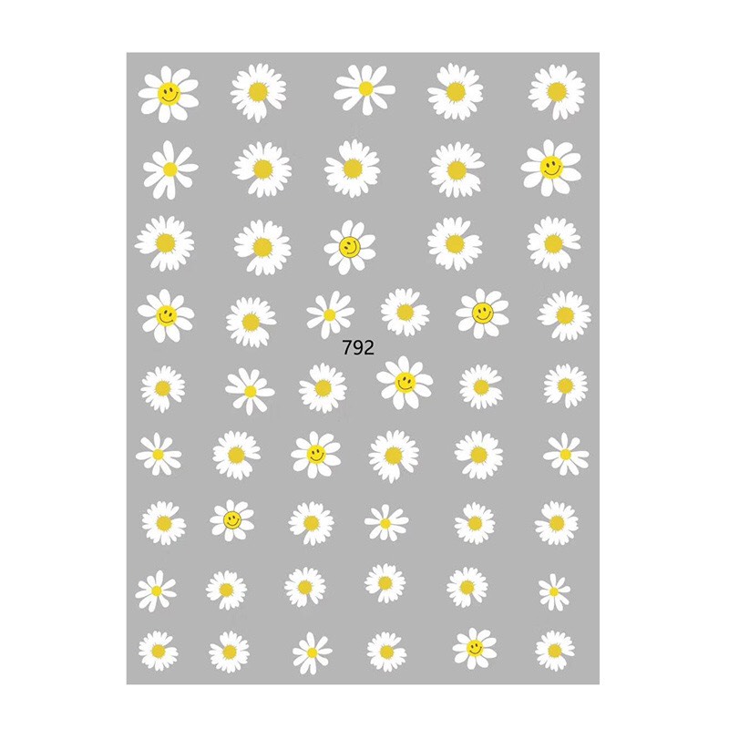Combo 2 Sticker dán móng hoa cúc trắng 0966