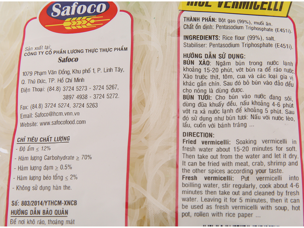 [HCM][Lốc 5 gói] Bún gạo khô Safoco gói 200g/ 400g
