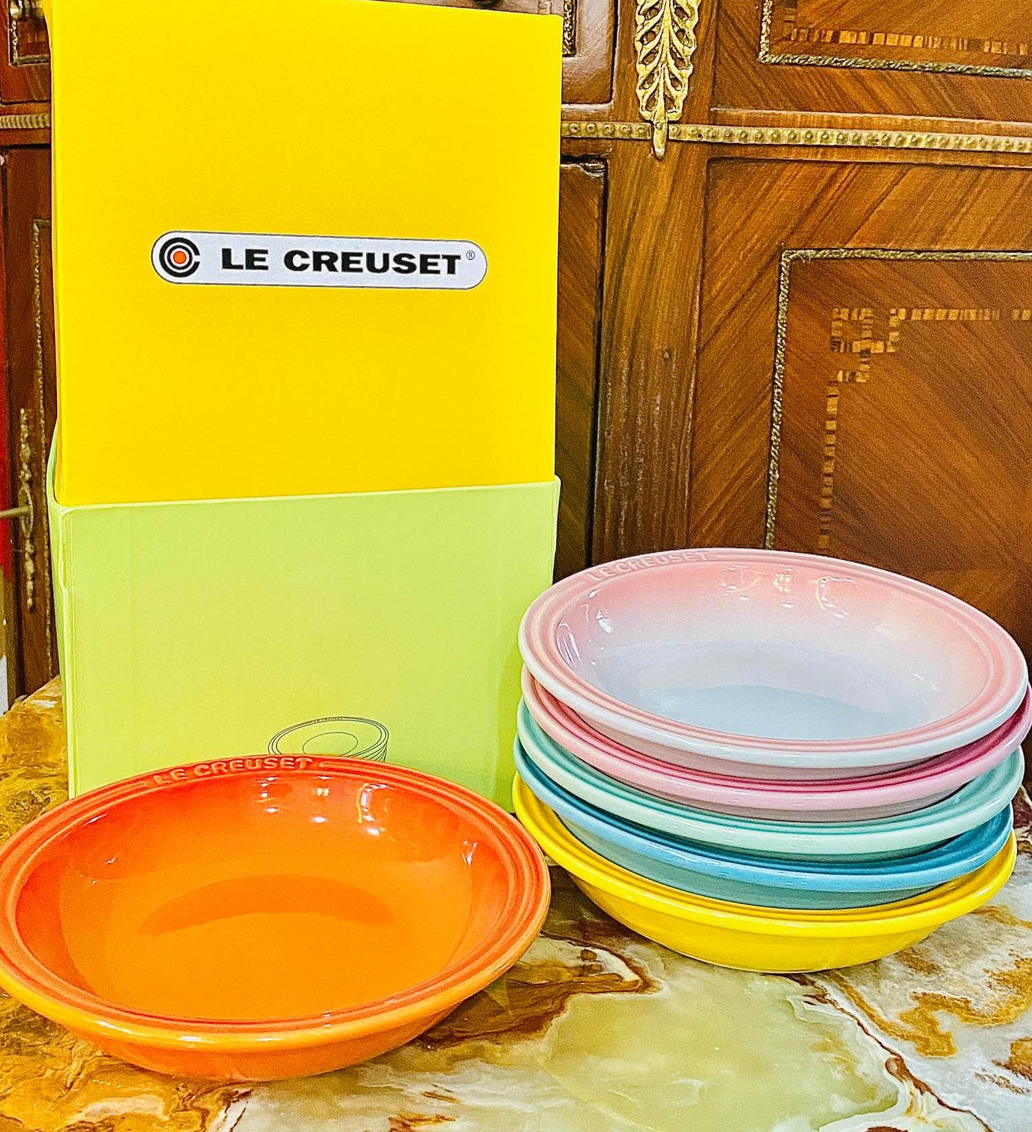 Le creuset đĩa 6" hộp 6 cái - le creuset mini round plate, rainbow 6"