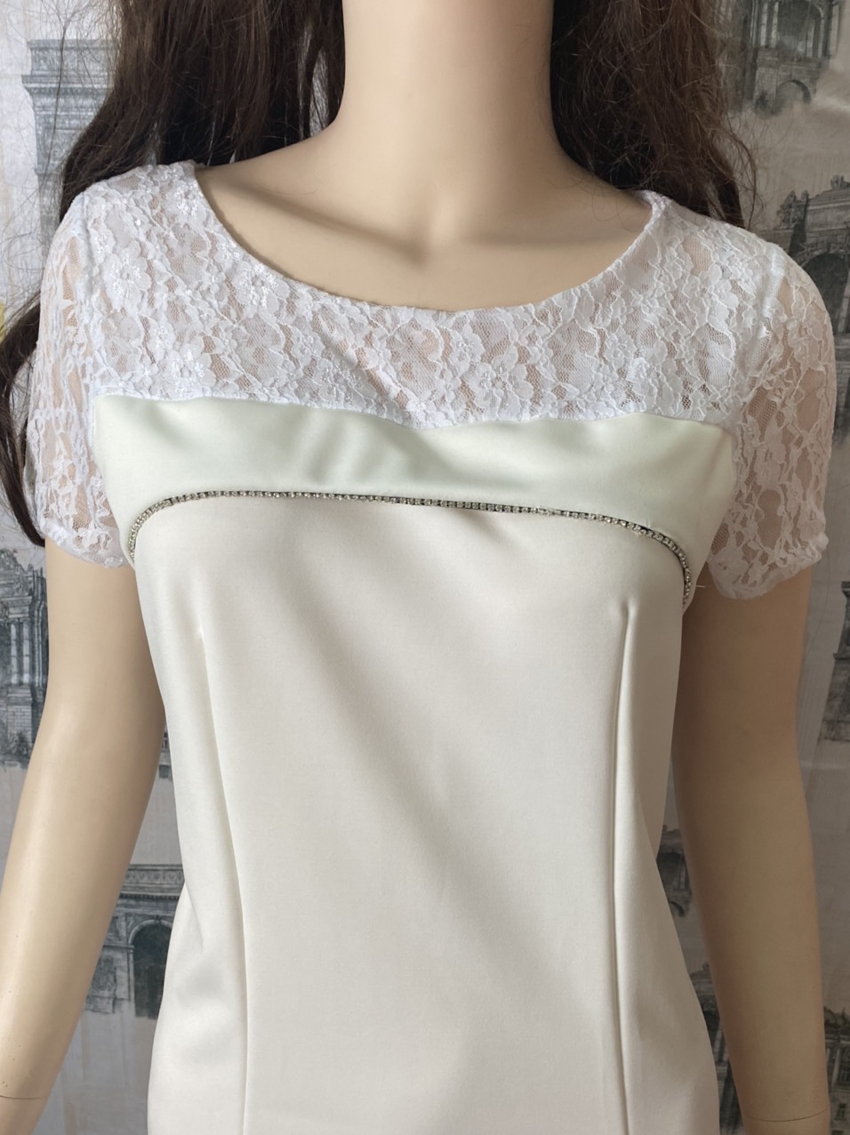 [HCM]Đầm Suông Nữ Phối Ren Đầm suông cổ trụ Chất liệu vải cát misa mềm mịn thoáng mát có độ co giãn tốt.