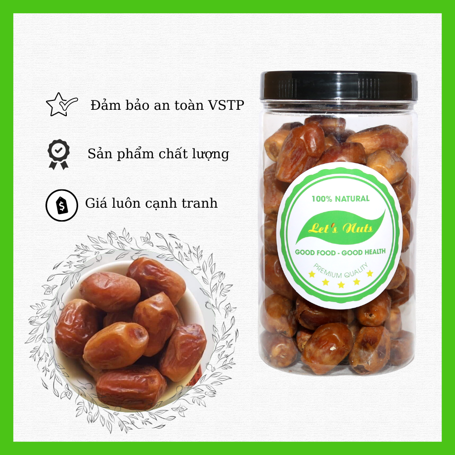 Chà là rời hộp 500g sấy khô dẻo ngon không đường món ăn vặt lành mạnh susutoshop