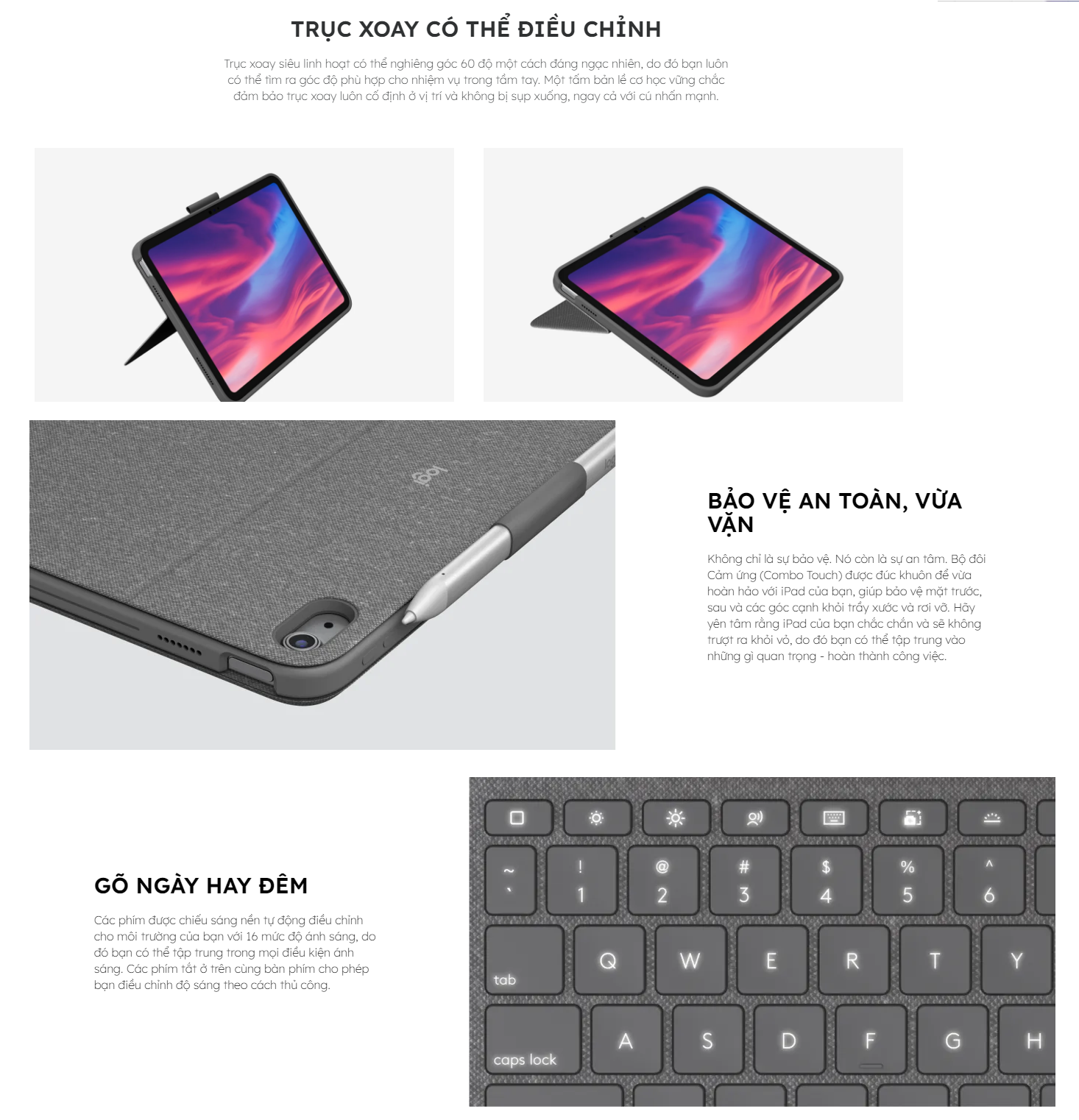 Bao da bàn phím Logitech Combo Touch iPad Gen 10 (10.9 inch) - Bảo hành chính hãng 12 tháng