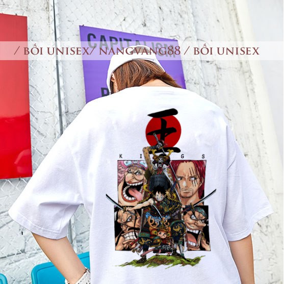 Áo Thun One Piece [ Luffy Đối Chiến Tứ Hoàng ] Unisex Tay Lỡ