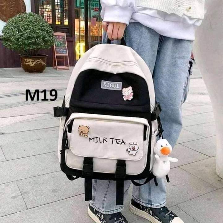 BALO MILKTEA VẢI BỐ IN STICKER
