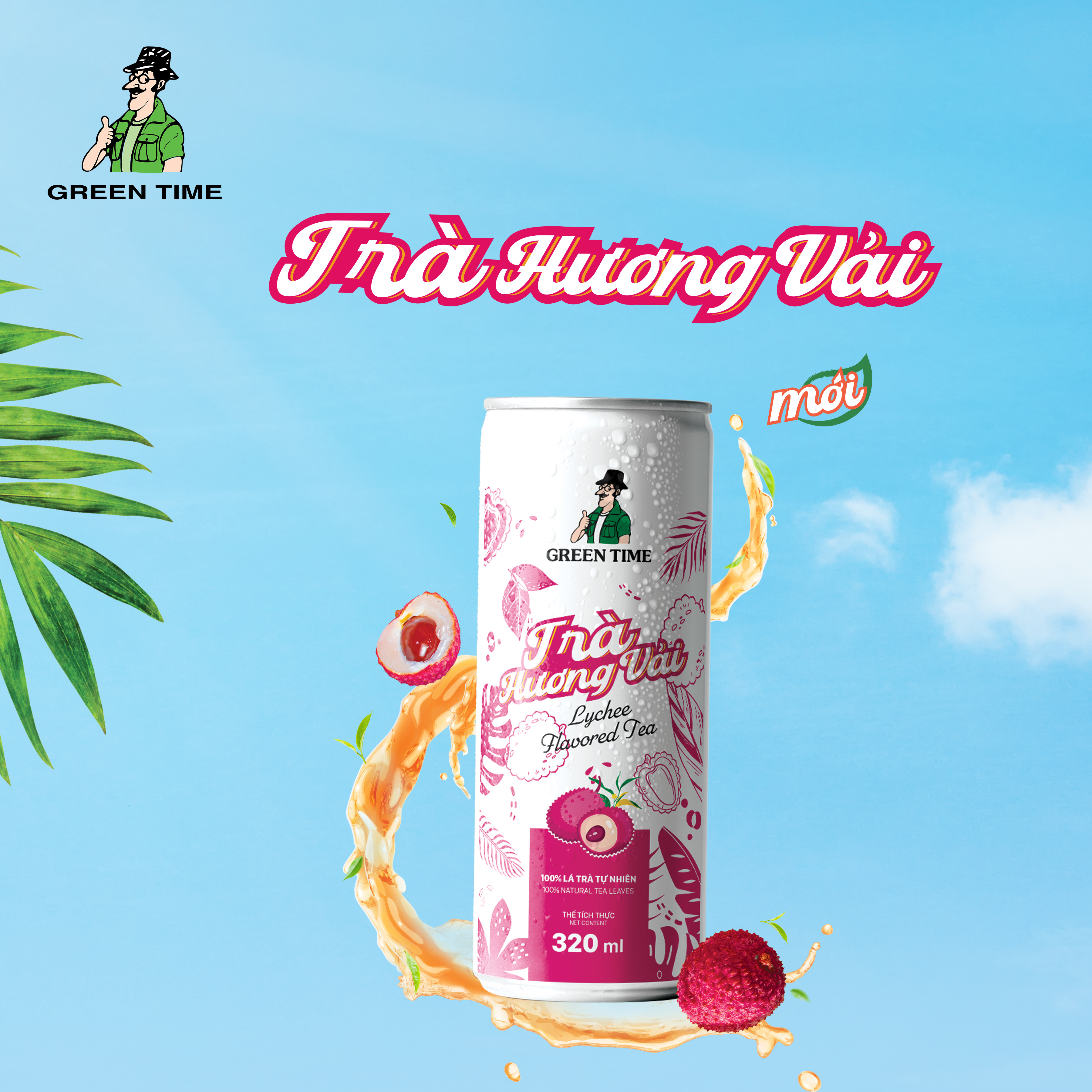 Lốc 6 lon Trà Hương Vải Green Time (320ml)