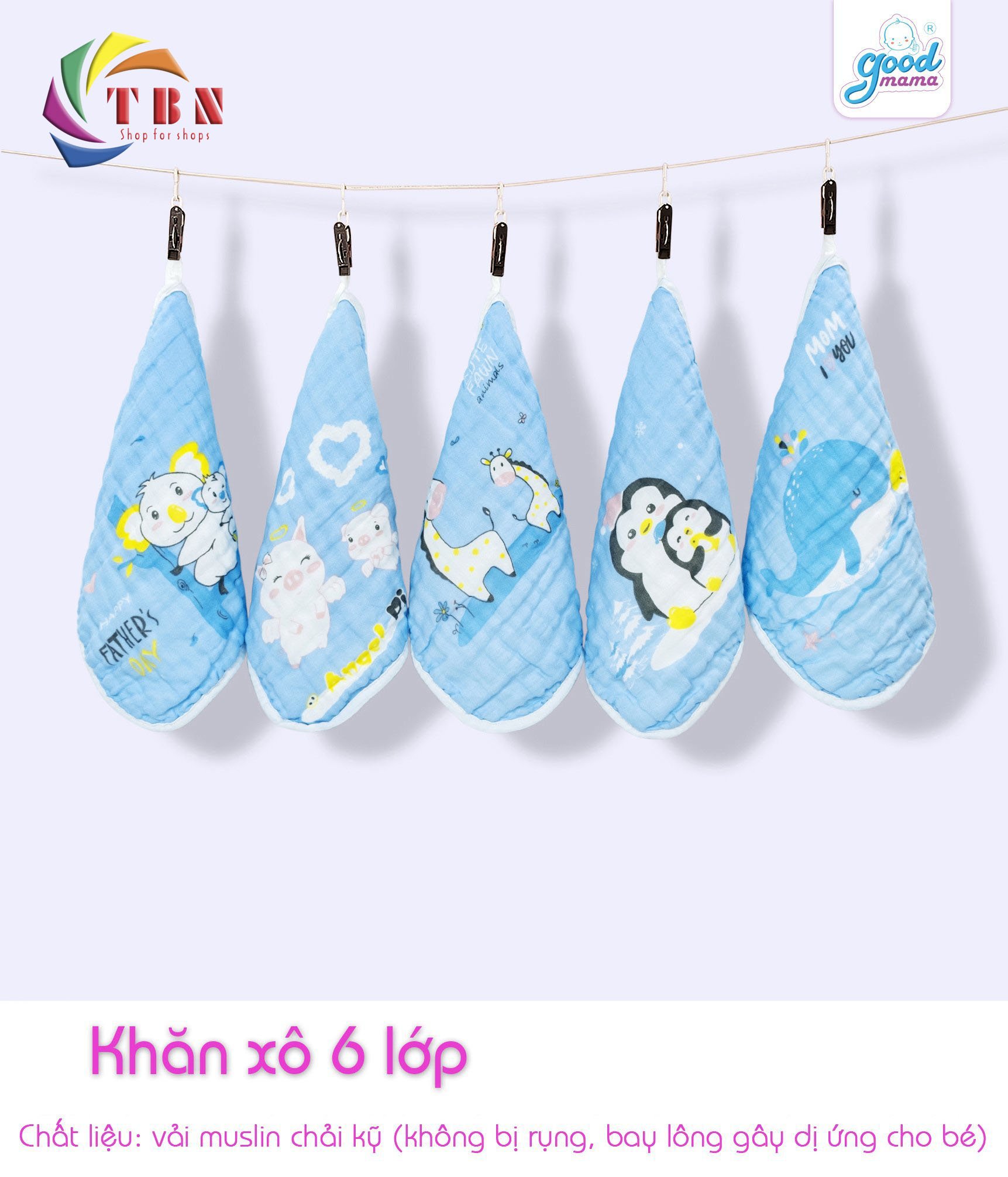 5 Khăn Sữa Goodmama 6 Lớp Muslin