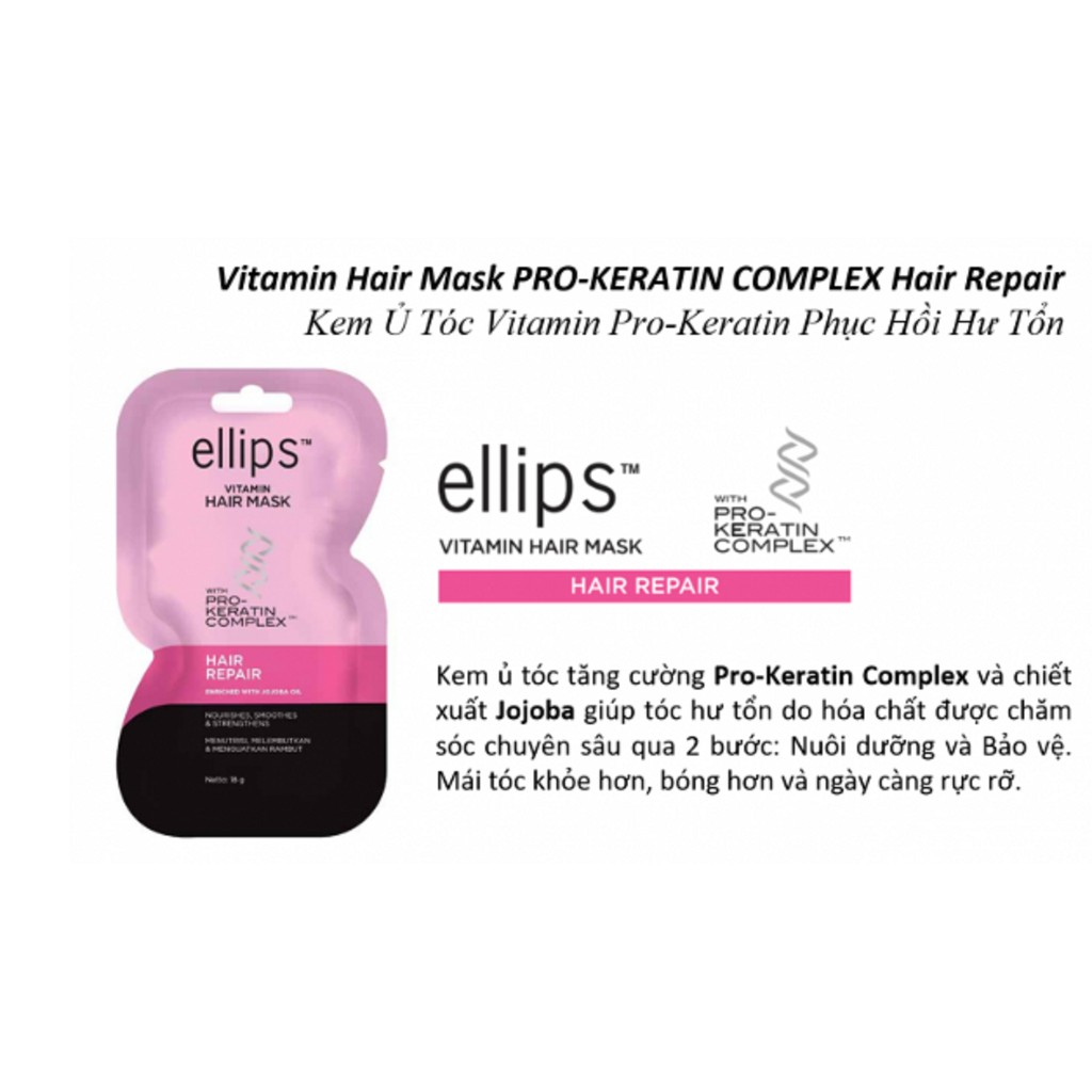 Ellips ủ tóc Keratin 18G Phục hồi (Ellips hair mask Keratin 18G Hair repair )