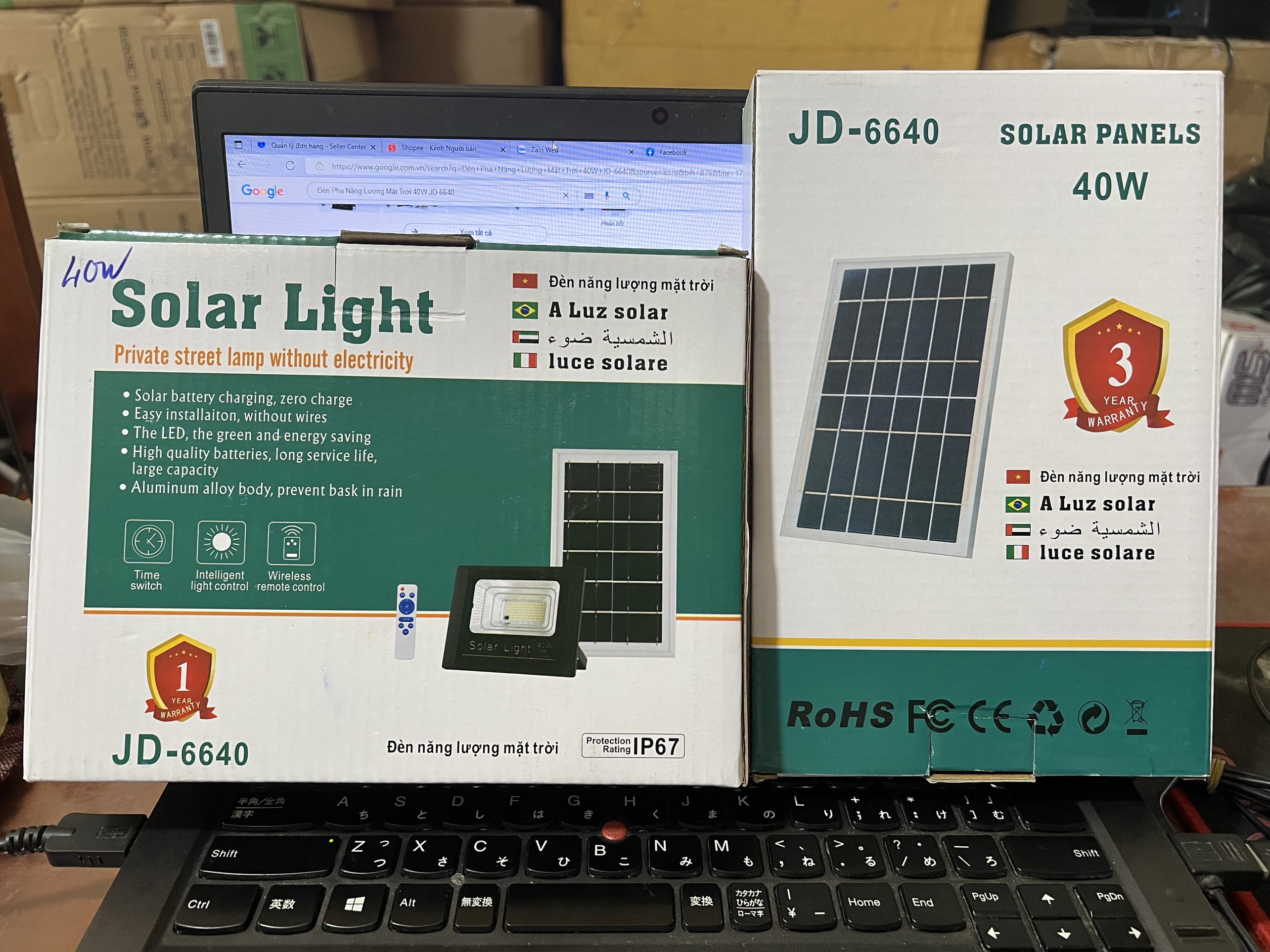 Đèn pha năng lượng mặt trời 40w jd-6640