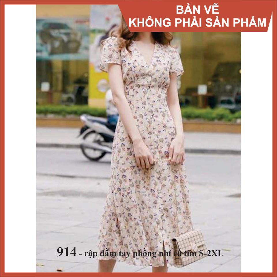 Rập giấy đầm cổ tim mã 914