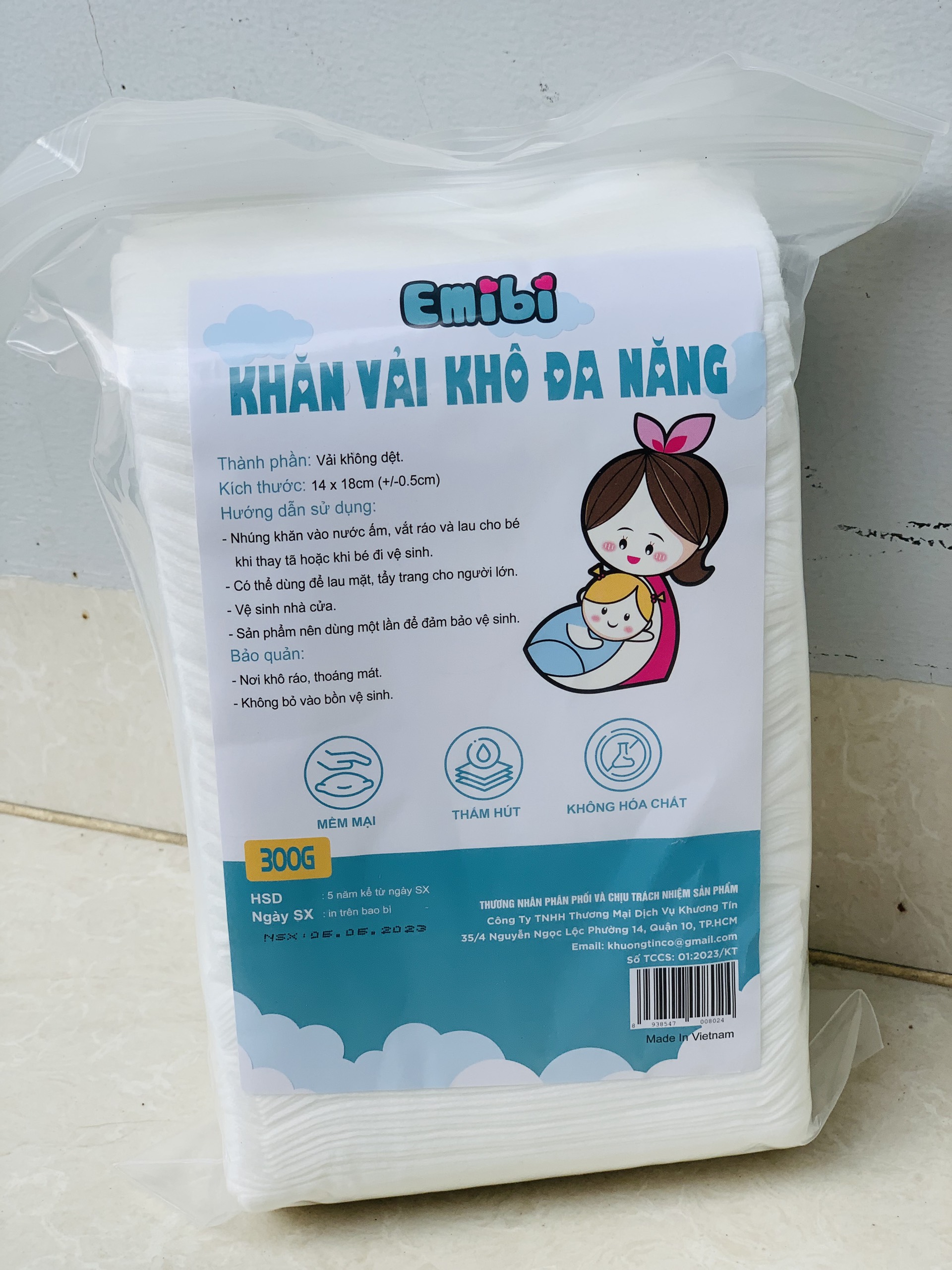 Khăn khô đa năng Emibi 300g/bịch