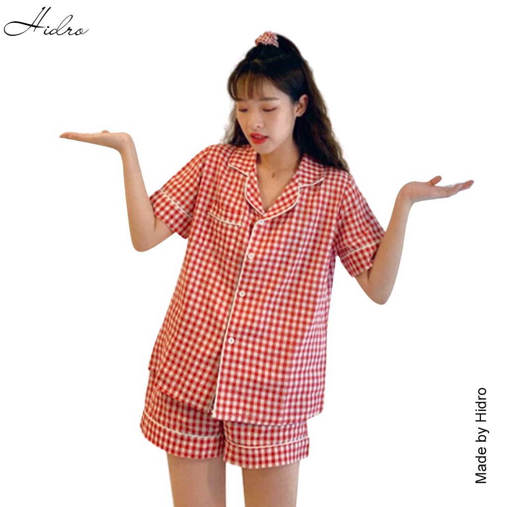 HIDRO Bộ ngủ pijama kẻ caro