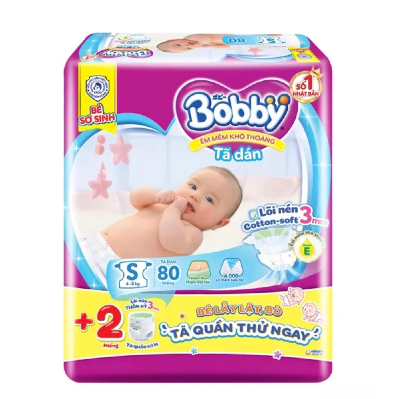 Bỉm tã dán bobby size s80