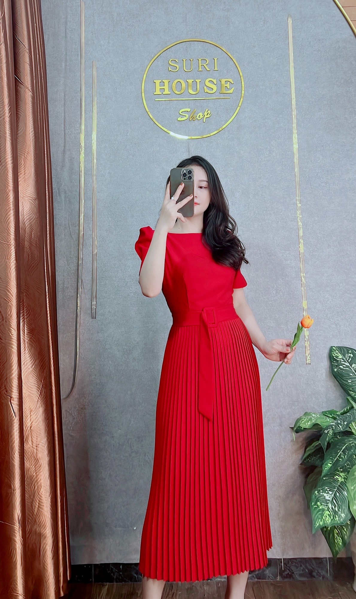 Đầm dâp ly thiết kế kèm đai