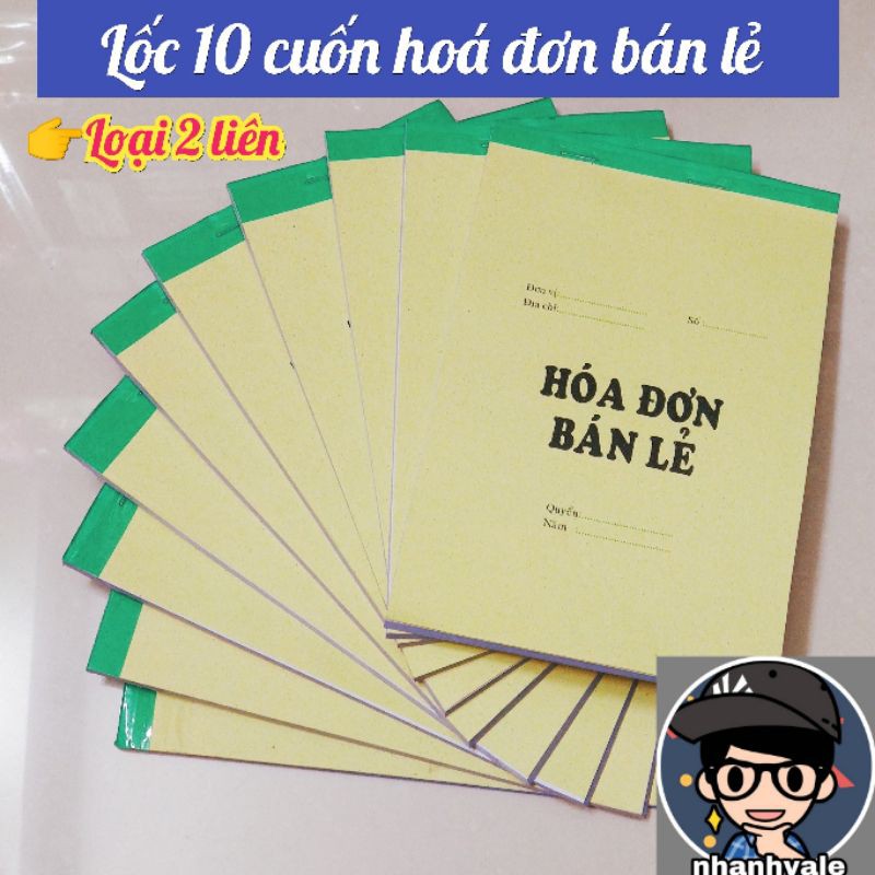 LỐC 10 CUỐN HOÁ ĐƠN BÁN LẺ HAI LIÊN