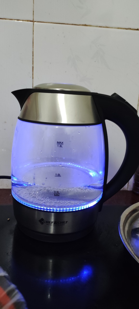Bình đun siêu tốc thủy tinh 1.8 lít - Chef & Chef chính hãng