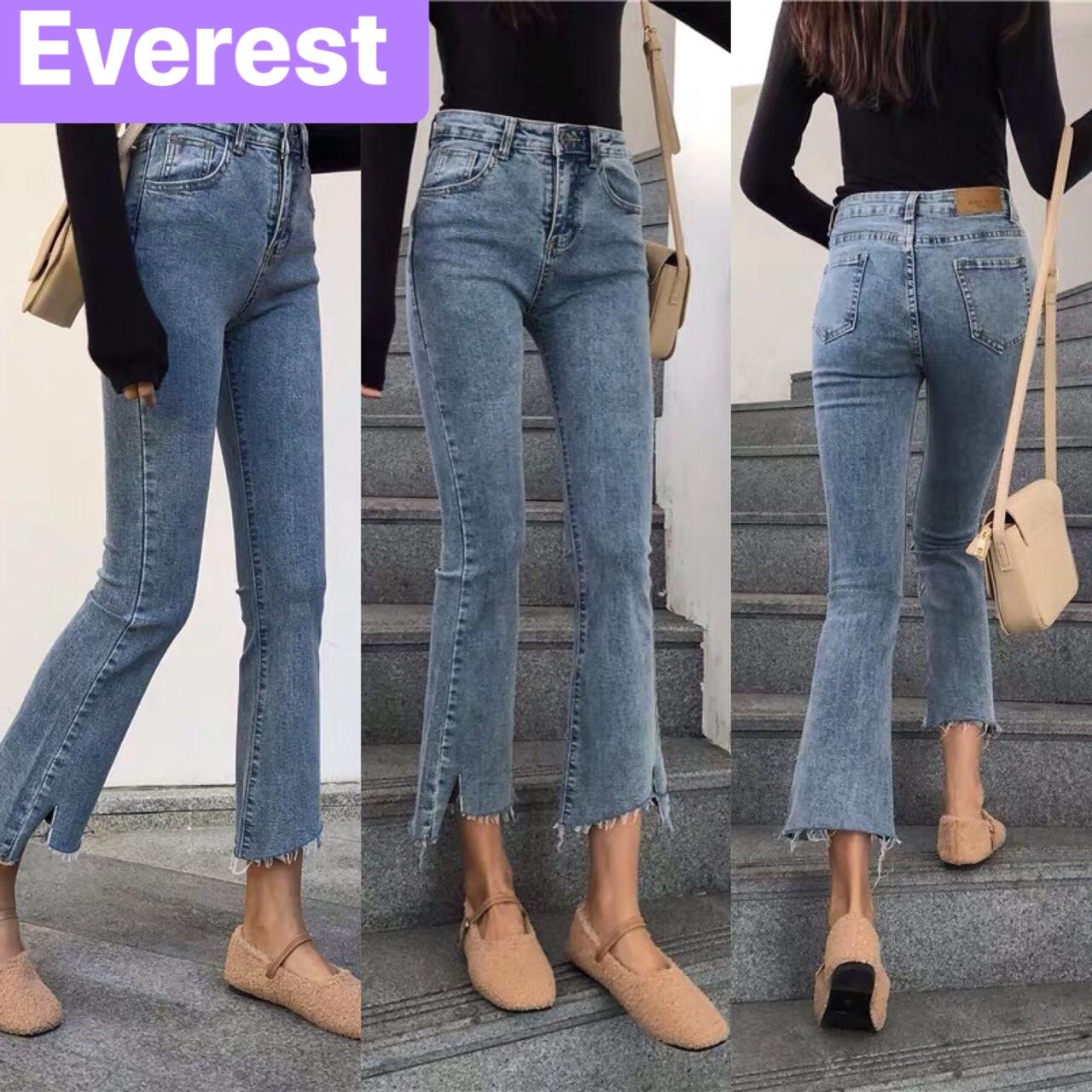 QUẦN JEAN NỮ  CHẤT BÒ CAO CẤP XANH ỐNG LOE BASS LƯNG CAO TT-532 EVEREST FASHION
