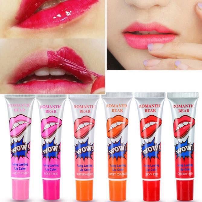 Son săm Romantic Bear WoW long lasting lip color 15g (Siêu lì 48h - Màu Sweet Orange - Nội địa Korea - Hàn Quốc )