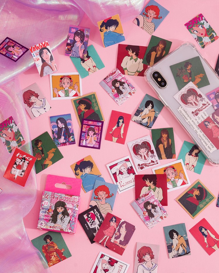 Hộp 46 stickers cô gái anime