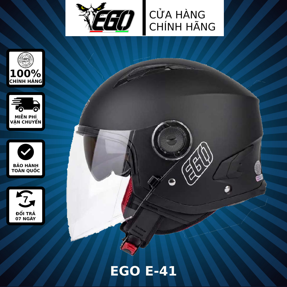MŨ BẢO HIỂM EGO E-41 - MÀU ĐEN MỜ