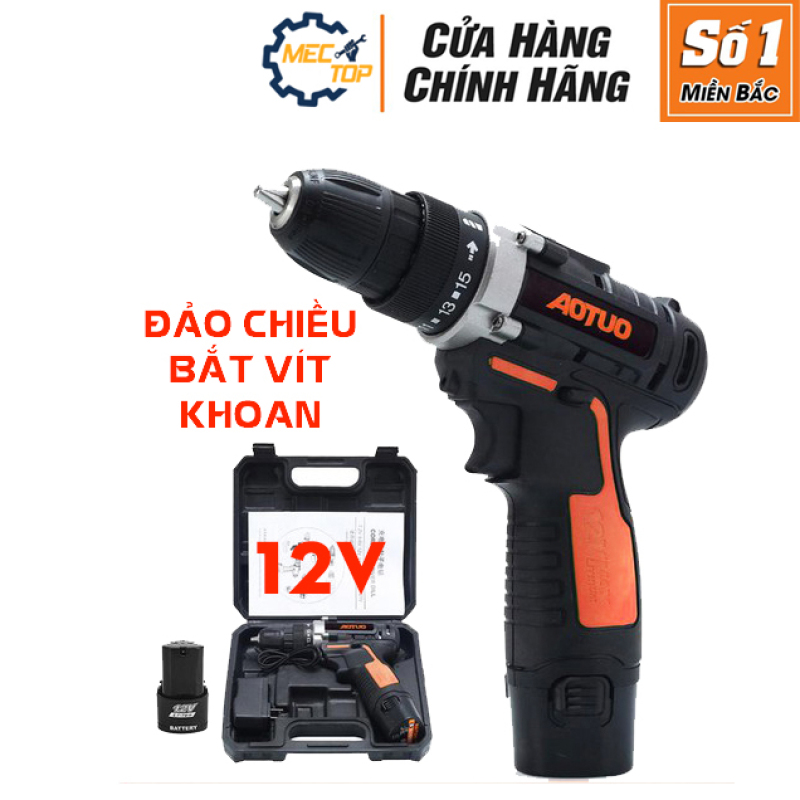 [SIÊU RẺ] Máy khoan PIN cầm tay Aotuo 12V - Khoan sắt - Khoan gỗ - Bắt vít - Bắn tôn - Pin 3 cell - lõi đồng