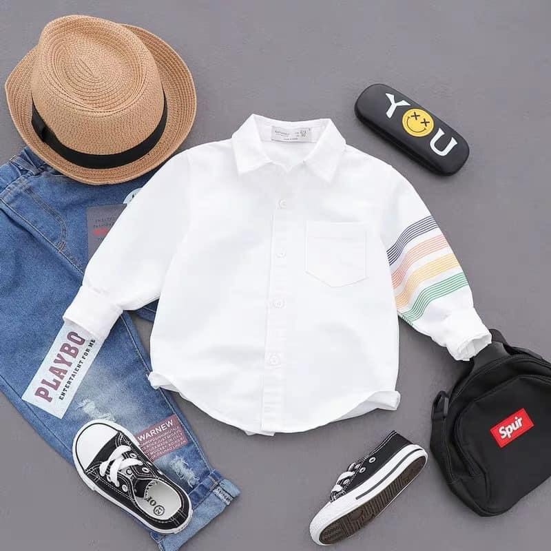 Áo sơ mi kẻ sọc chất đũi cho bé trai và bé gái size 8-25kg sm02.
