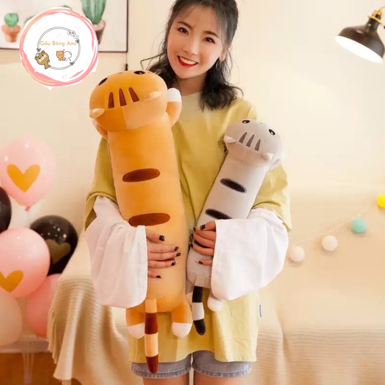 Gối Ôm Mèo Dáng Dài Cao Cấp - Mèo Bông