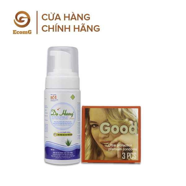 Bộ dung dịch vệ sinh phụ nữ Dạ Hương Sensi (Foam) cao cấp - Bao cao su Good (hộp 3 chiếc) kéo dài thời gian - Thăng hoa cảm xúc- DH2-03