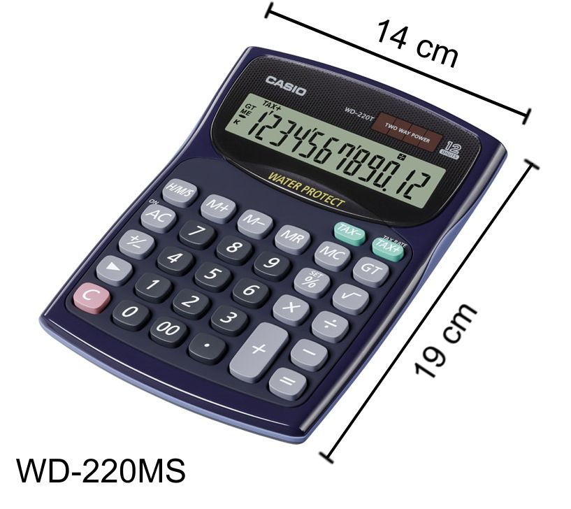 Máy Tính Để Bàn Kháng Nước,Chống Bụi Casio WD-220MS-BU